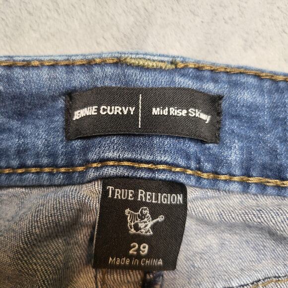 True Religion Jeans Womens 29 Blue Jennie Curvy Mid Rise Skinny Stretch Denim - Picture 3 of 10